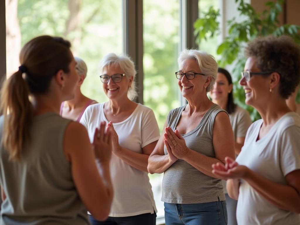 Diverse women in wellness community